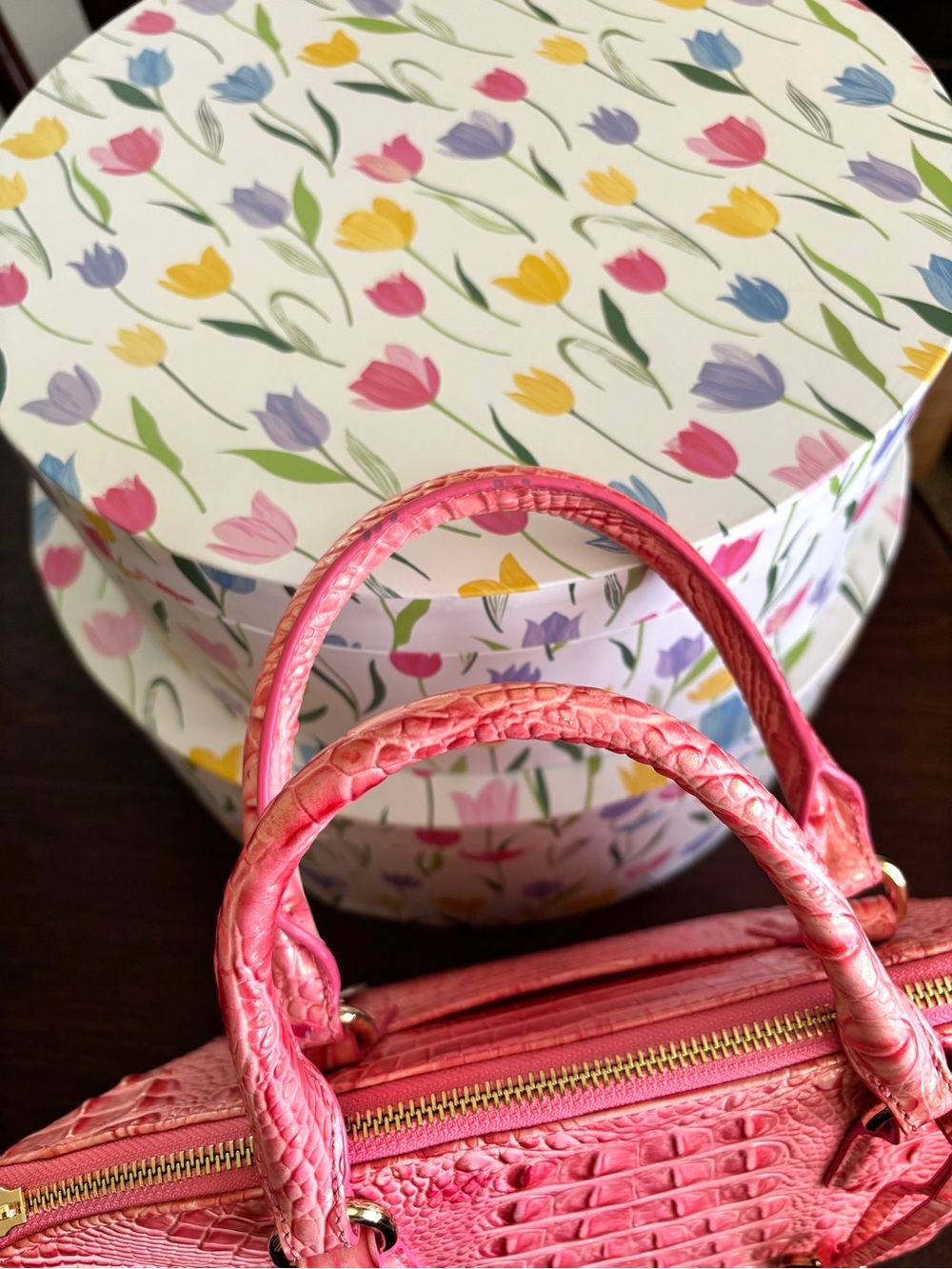 NWT Brahmin Duxbury Satchel Pink Punch Melbourne Leather - Picture 9 of 10